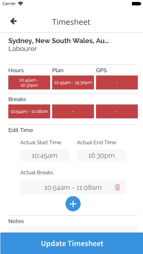 IOS PM Crew Timesheet - Personnel Manager